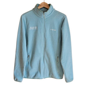 Columbia Glacier National Park Fleece Jacket Full Zip Light Blue Women's XLarge